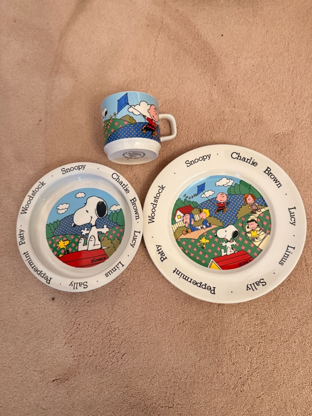 Peanuts Snoopy & Friends Kids Plate and Bowl Set with Cup
